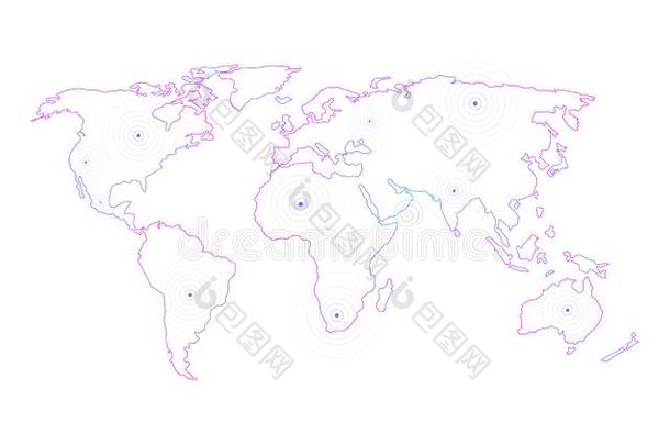 矢量直线的<strong>世界</strong>地图和位置<strong>辐射</strong>状的标识,可编辑的SaoTomePrincipe圣多美和普林西比