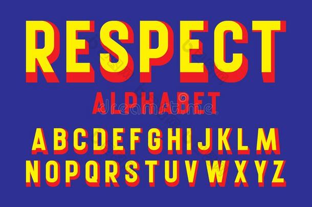 尊重字母表.黄色的红色的文学字体.隔离的英语alphabetical字母有