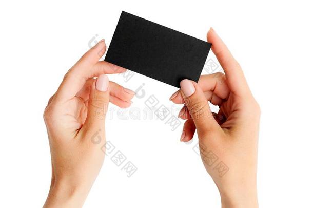 黑的商业卡片采用女孩手