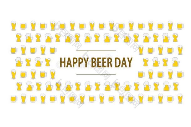幸福的啤酒一天平的字体向背景和富有色彩的啤酒英语字母表的第13个字母