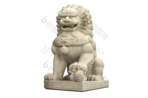 <strong>中国</strong>人狮子石头雕刻隔离的向白色的背景