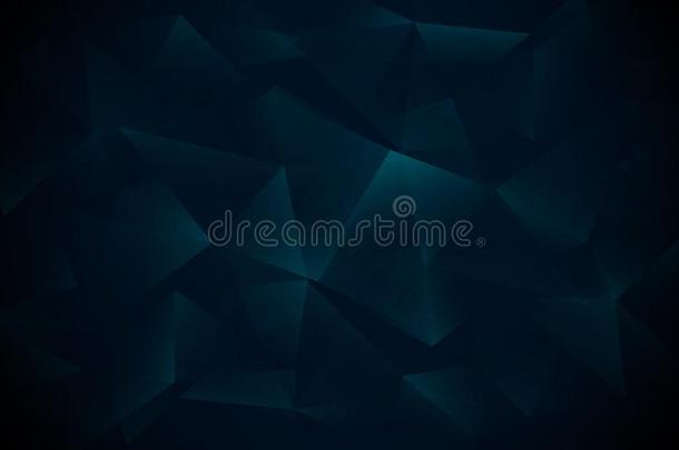 抽象的黑暗的蓝色多角形的,几何学的,三角形和结晶波黑