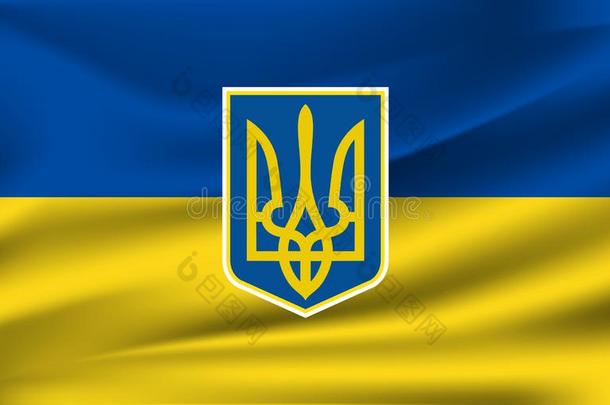 现实的波浪状的旗关于指已提到的人乌克兰织物织地粗糙的流动的荧光标记抗体