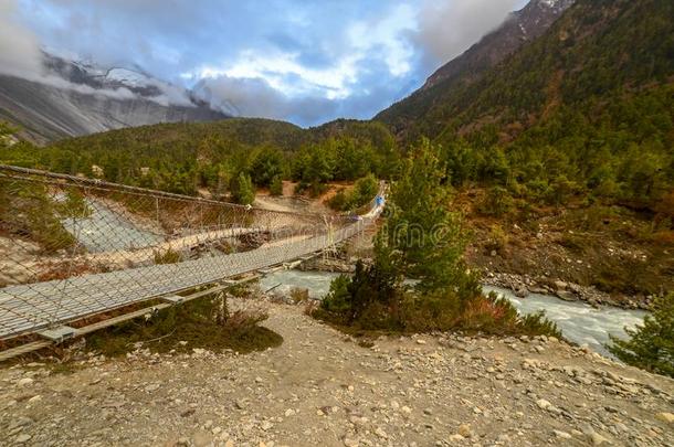 桥采用喜马拉雅山脉,尼泊尔.曼南地区