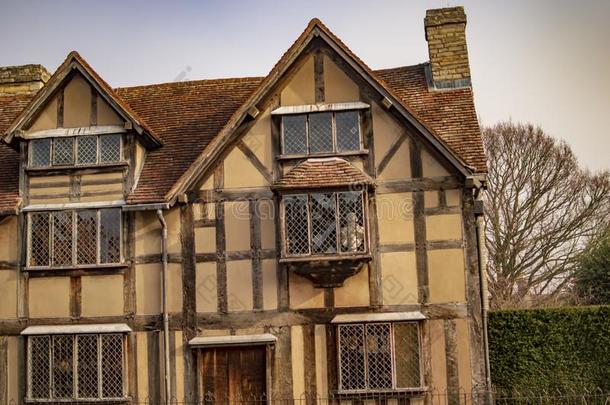 斯特拉特福德在上面英国中部一河城镇和著名的房屋关于莎士比亚