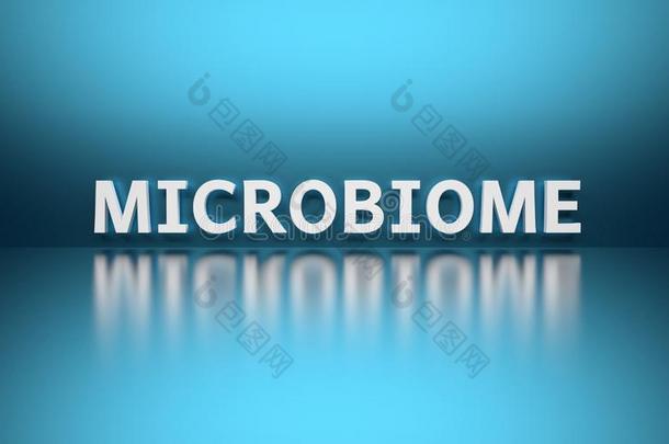 单词微生物组防治微生物感染的生态学方法向蓝色背景