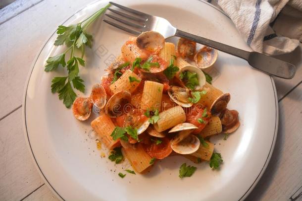 面团和蛤意大利人海食物盘美食家食物