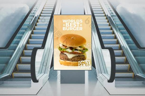 广告汉堡包广告牌自动扶梯