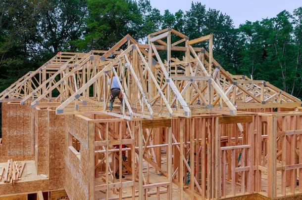 构架结构木材框架关于木材en住<strong>宅家</strong>关-在上面新的