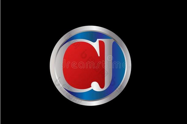 CJ最初的圆形状红色的蓝色银颜色较晚地标识设计