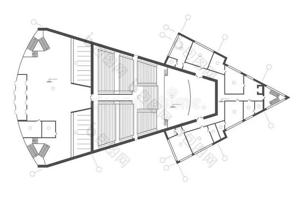 直线的建筑学的草图计划关于音乐会过道