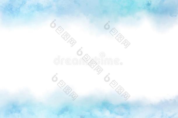 抽象的蓝色水彩和云质地背景