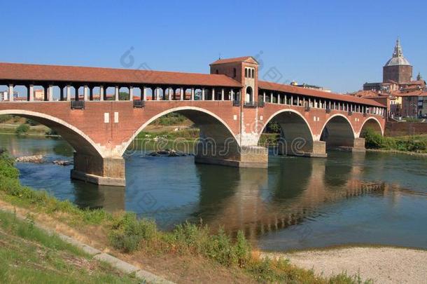 老的桥采用帕维亚城市采用意大利