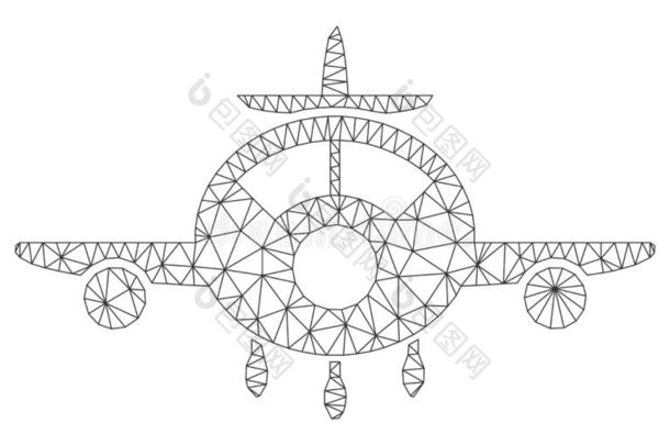 飞机矢量网孔金属丝框架模型