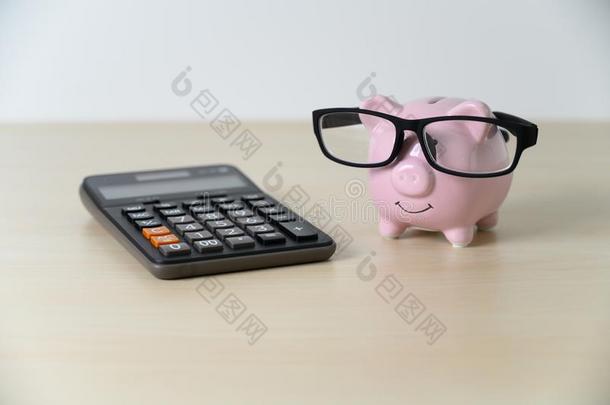 财政的保险小猪银行和计算器退休计划一