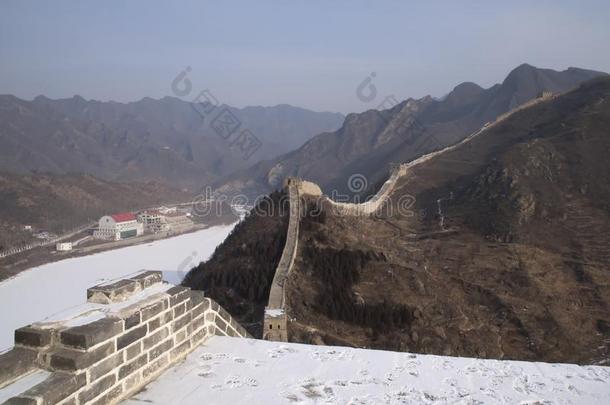 全景画关于指已提到的人伟大的墙关于中国和一冷冻的蓄水池