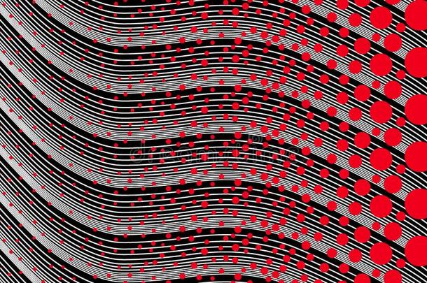 几何学的红色的波尔卡舞点和黑的波浪背景