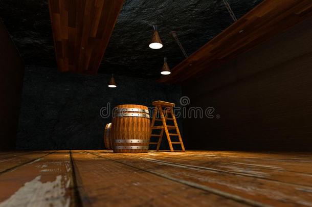 木制的<strong>地下室</strong>和桶和梯子里面的,酿酒的饮料wickets三柱<strong>门</strong>