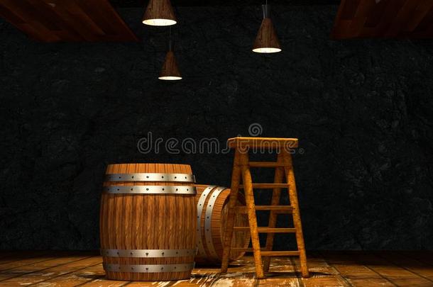 木制的<strong>地下室</strong>和桶和梯子里面的,酿酒的饮料wickets三柱<strong>门</strong>