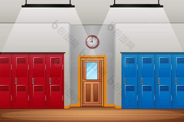 寄物柜房间关于健身房或学校sp或t替换房间和入口aux.构成疑问句和否定句