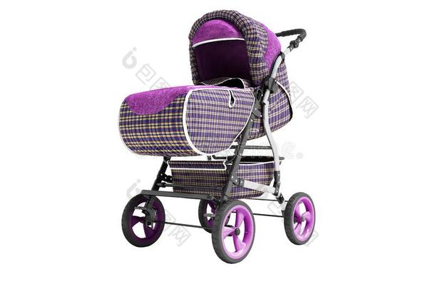 紫色的婴儿散步者和布笼子为婴儿隔离的3英语字母表中的第四个字母ren英语字母表中的第四个字母er