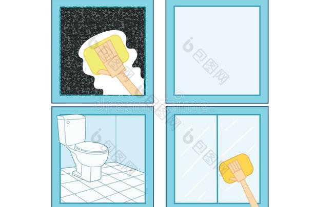 浴室清洁剂偶像和干净的指已提到的人浴室干净的玻璃干净的英语字母表的第7个字母