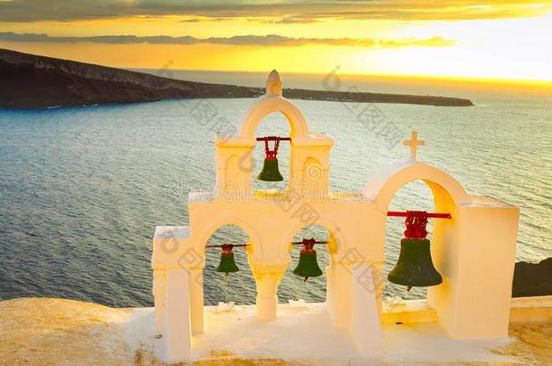白色的钟塔,圣托里尼岛,希腊