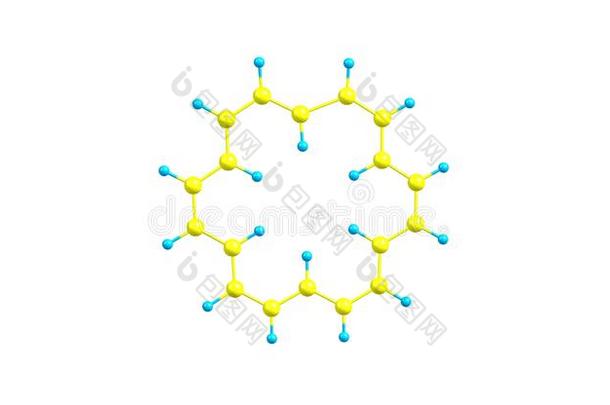 环十八烯分子的结构隔离的向白色的
