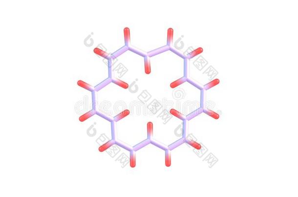 环十八烯分子的结构隔离的向白色的