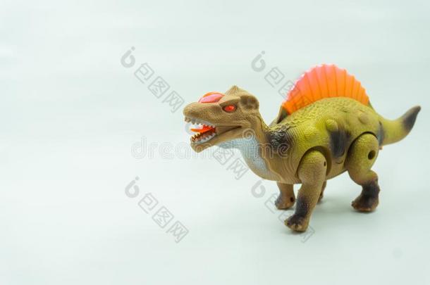 一恐龙玩具隔离的向白色的背景.塑胶恐龙