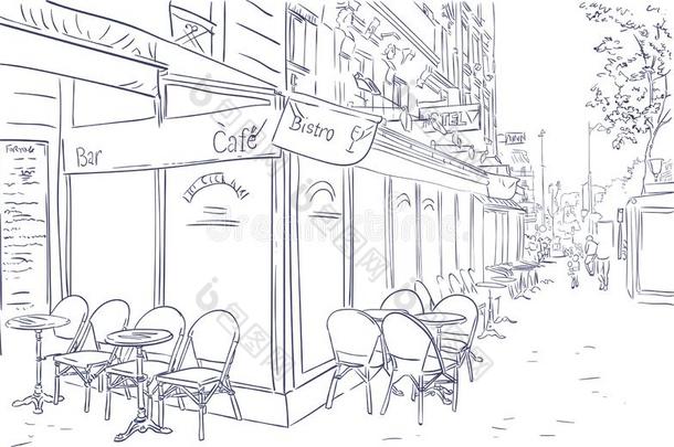 巴黎咖啡馆大街草图说明艺术