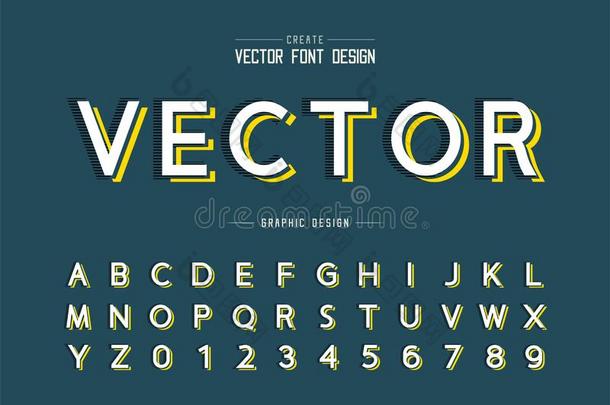 字体和字母表矢量,线条设计字体和数字,图表