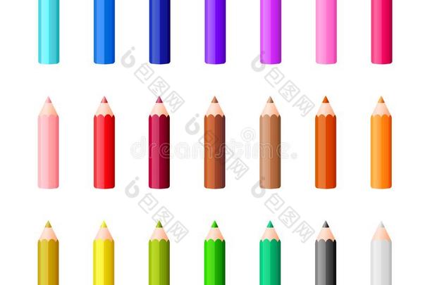 大的收集关于彩虹有色的铅笔加黑的和白色的