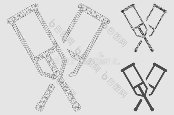 拐杖矢量网孔尸体模型和三角形马赛克偶像