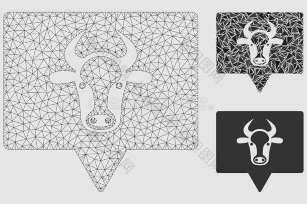 奶牛横幅矢量网孔尸体模型和三角形马赛克偶像