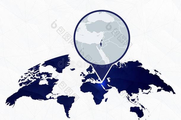 以色列详细的地图突出的向蓝色圆形的世界地图