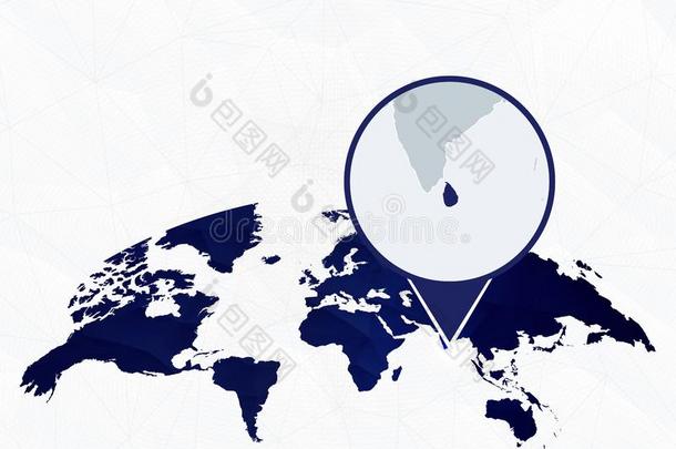 斯里斯里兰卡详细的地图突出的向蓝色圆形的世界地图