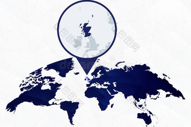 苏格兰详细的地图突出的向蓝色圆形的世界地图