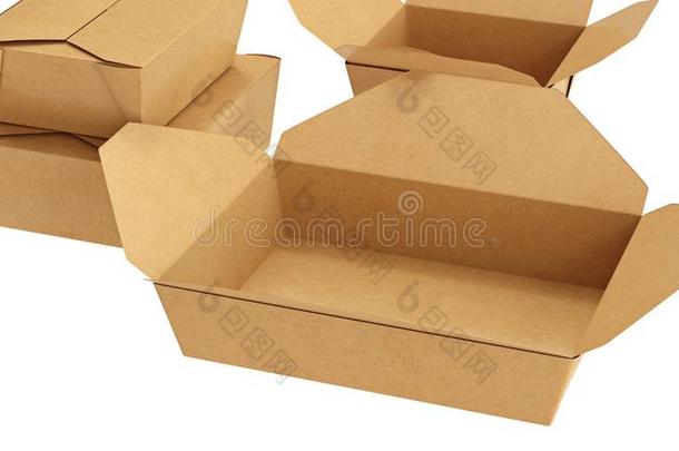 包装食物盒卡纸板棕色的敞开的和关闭着的,关看法