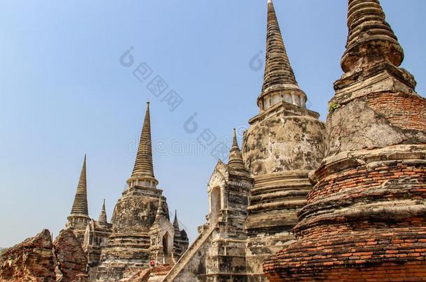 古代的佛庙采用大城府扇形棕榈细纤维,泰国