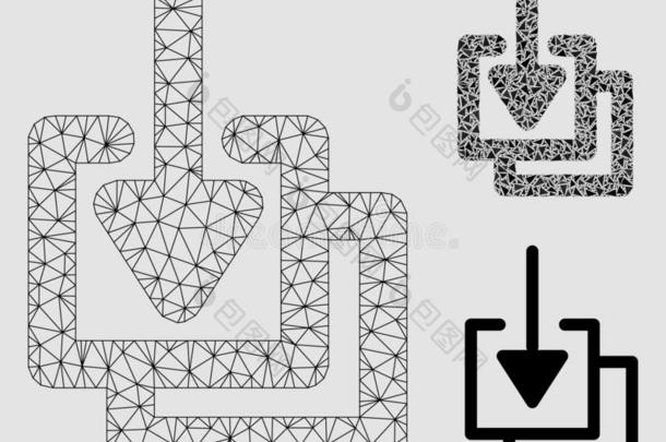 将从大计算机系统输入小计算机系统矢量网孔尸体模型和三角形马赛克偶像