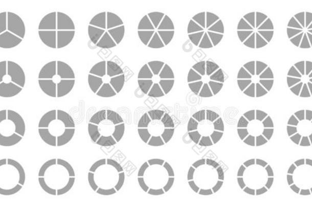 放置关于不同的圆形的图解的馅饼图表灰色
