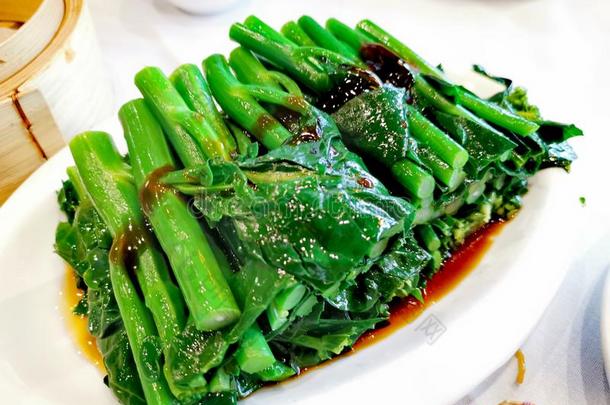 中国人花椰菜和牡蛎调味汁@广东人颜色