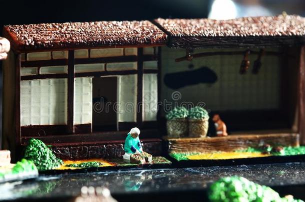 小型的日本人乡下的<strong>房屋模型</strong>风景优美的大气.