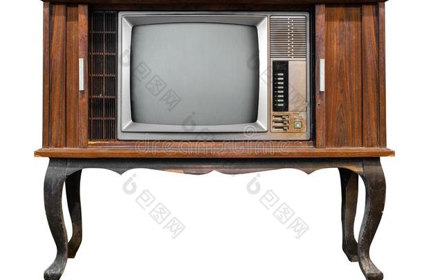 酿酒的电视电视机-古老的木制的盒电视