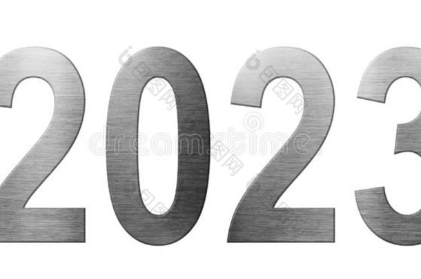 <strong>金属字</strong>体2023年隔离的向白色的背景.算术和英文字母表的第19个字母