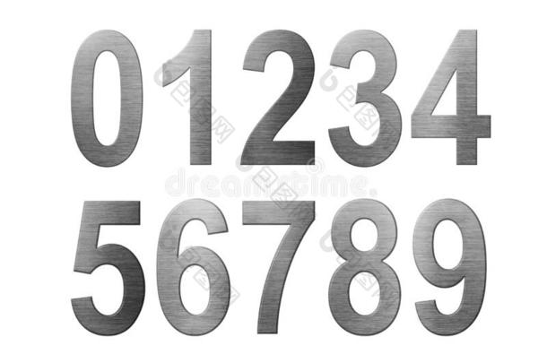 金属的算术从0向9.金属字体英语字母表.莱特