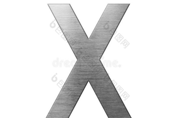 金属字体英语字母表.信字母x从金属盘子隔离的