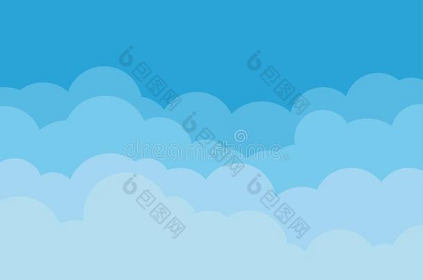 天和云矢量多云的漫画隔离的向蓝色背景