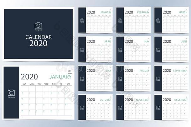 商业日历2020.黑暗的蓝色每月的日历aux.能够是用过的FaroeIslands法罗群岛